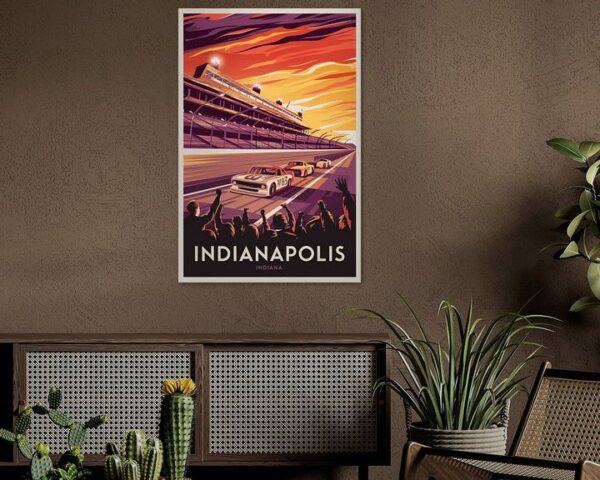 Indianapolis, Indiana Vintage Travel Poster