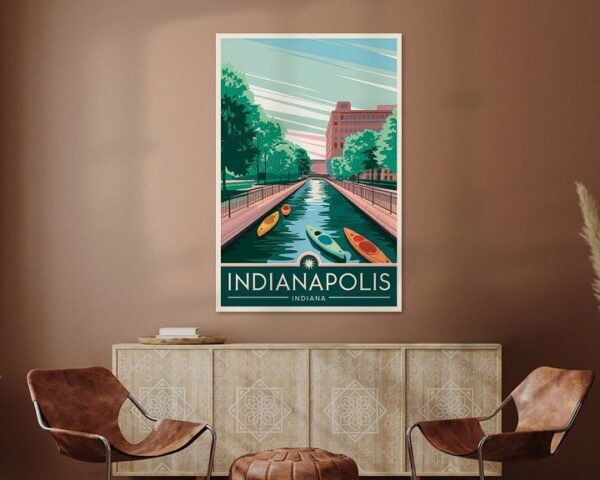 Indianapolis, Indiana Vintage Travel Poster