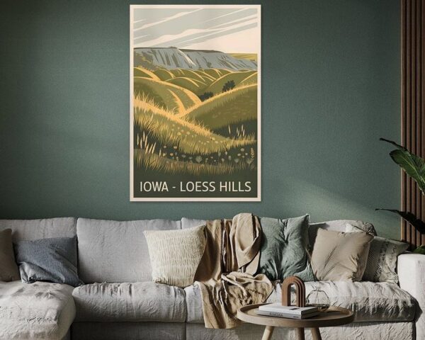 Iowa - Loess Hills Vintage Travel Poster