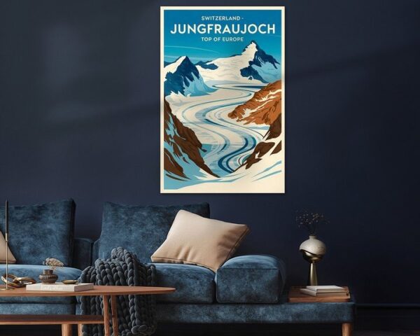 Jungfraujoch, Switzerland Vintage Travel Poster