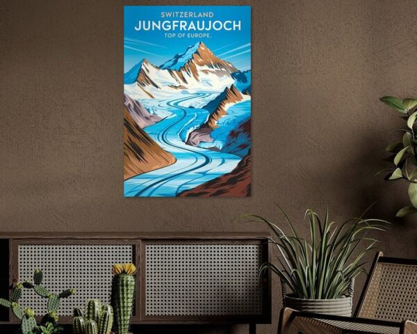 Jungfraujoch, Switzerland Vintage Travel Poster