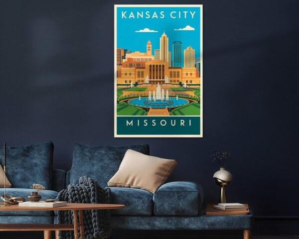 Kansas City, Missouri Vintage Travel Poster