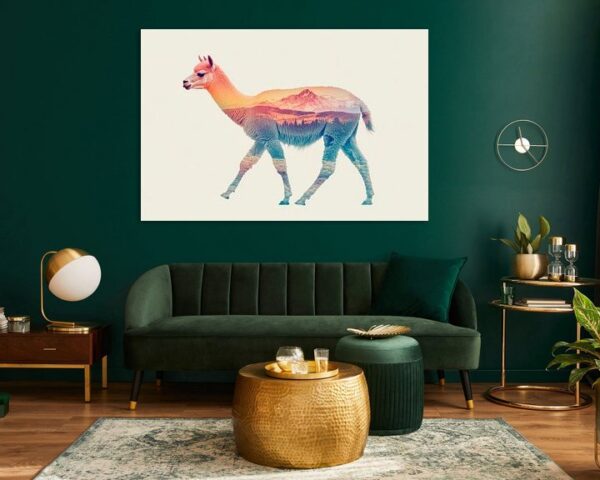 Lama mit Landschaft