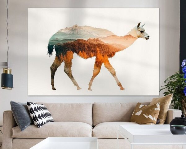 Lama mit Landschaft