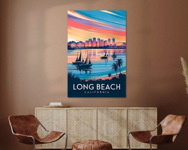 Long Beach, California Vintage Travel Poster