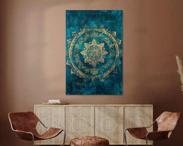 Mandala in gold auf tiefblauem Grund