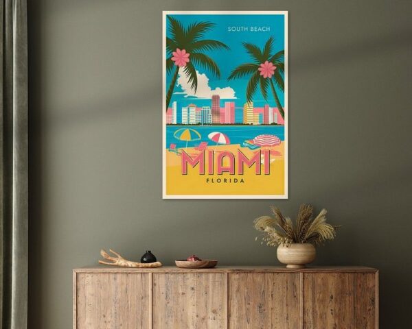 Miami, Florida Vintage Travel Poster