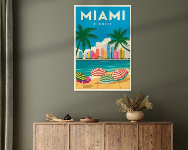 Miami, Florida Vintage Travel Poster