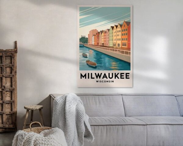 Milwaukee, Wisconsin Vintage Travel Poster.