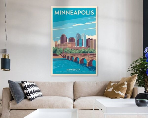 Minneapolis, Minnesota Vintage Travel Poster