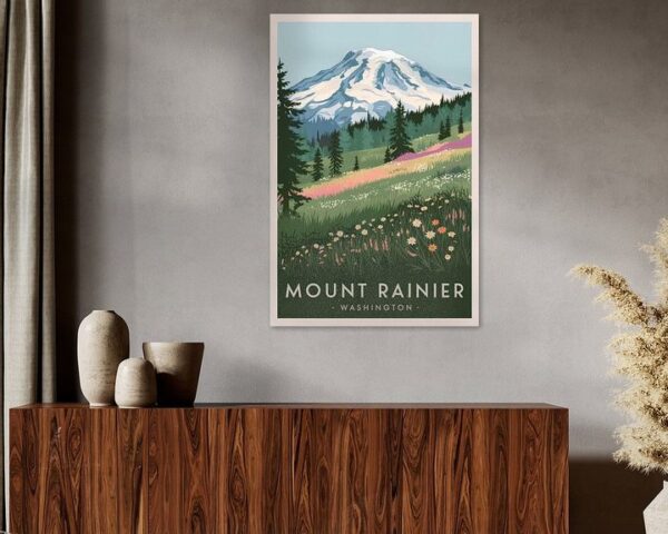 Mount Rainier, Washington Vintage Travel Poster