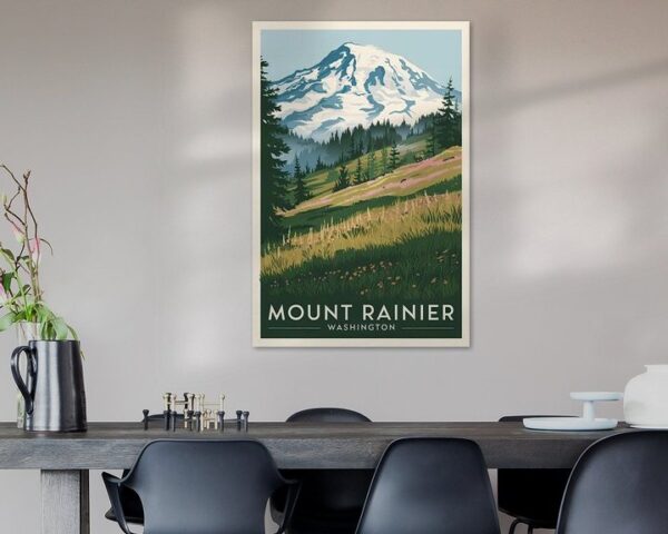 Mount Rainier, Washington Vintage Travel Poster