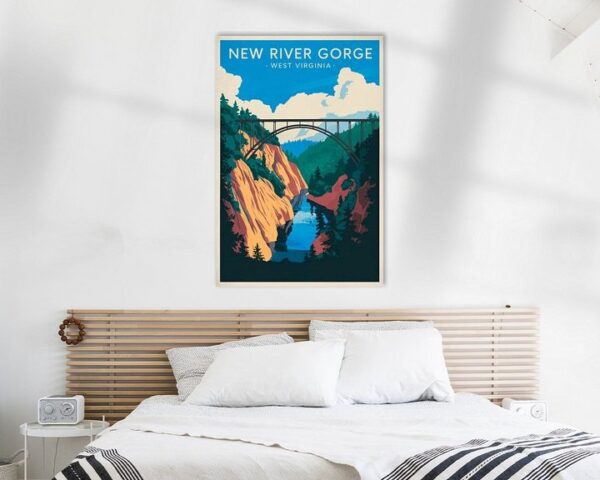 New River Gorge, West Virginia Vintage Travel Poster