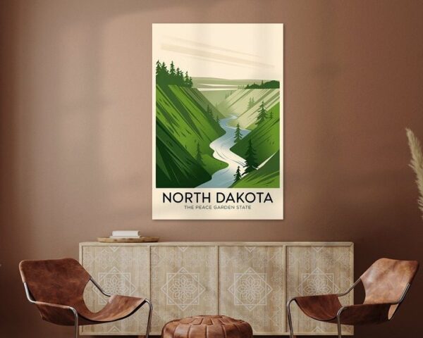 North Dakota Vintage Travel Poster