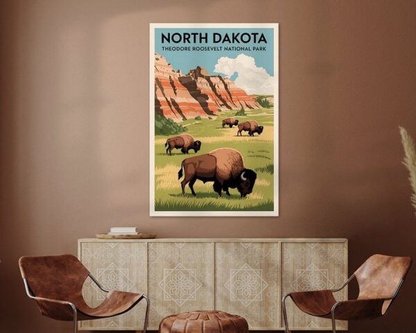 North Dakota Vintage Travel Poster