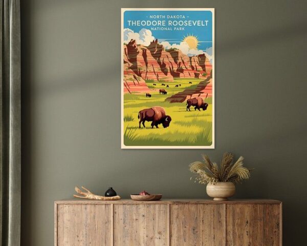 North Dakota Vintage Travel Poster