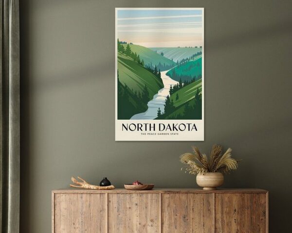 North Dakota Vintage Travel Poster