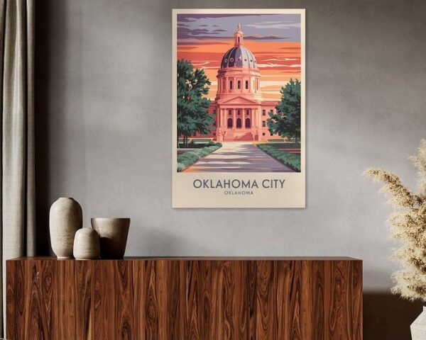 Oklahoma City, Oklahoma Vintage Travel Poster