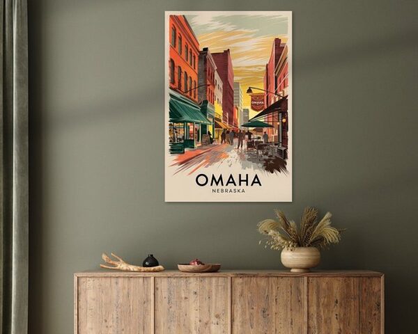 Omaha, Nebraska Vintage Travel Poster