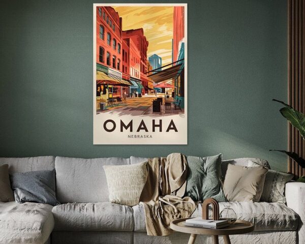 Omaha, Nebraska Vintage Travel Poster