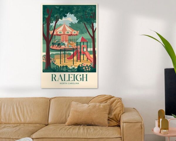 Raleigh, North Carolina Vintage Travel Poster