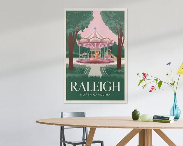 Raleigh, North Carolina Vintage Travel Poster