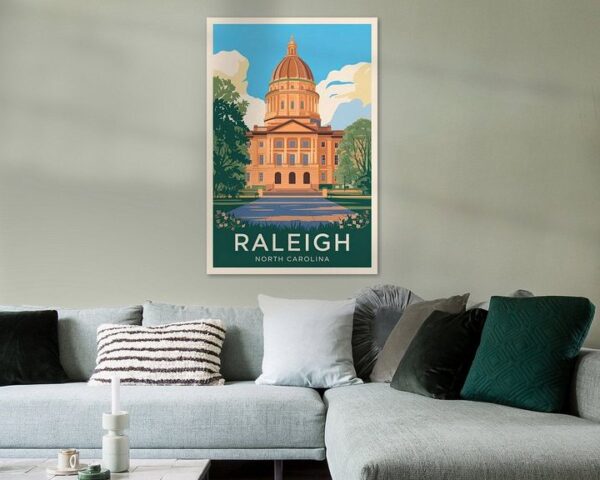 Raleigh, North Carolina Vintage Travel Poster