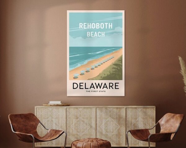 Rehoboth Beach, Delaware Vintage Travel Poster