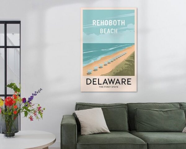 Rehoboth Beach, Delaware Vintage Travel Poster