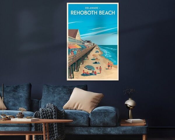 Rehoboth Beach, Delaware - Vintage Travel Poster