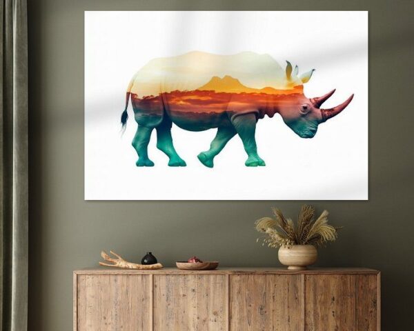 Rhino und Sonnenuntergang