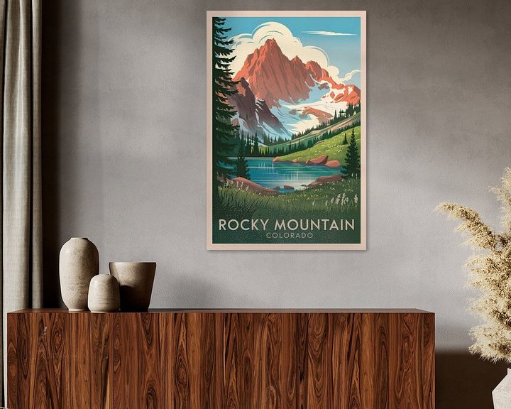 Rocky Mountain, Colorado Vintage Travel Poster