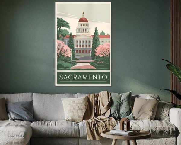 Sacramento, California Vintage Travel Poster