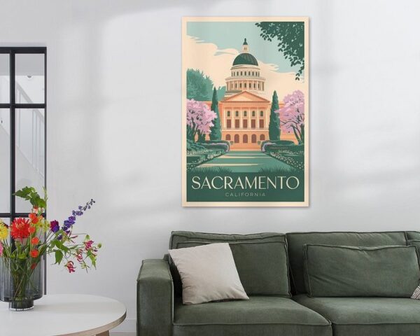 Sacramento, California Vintage Travel Poster