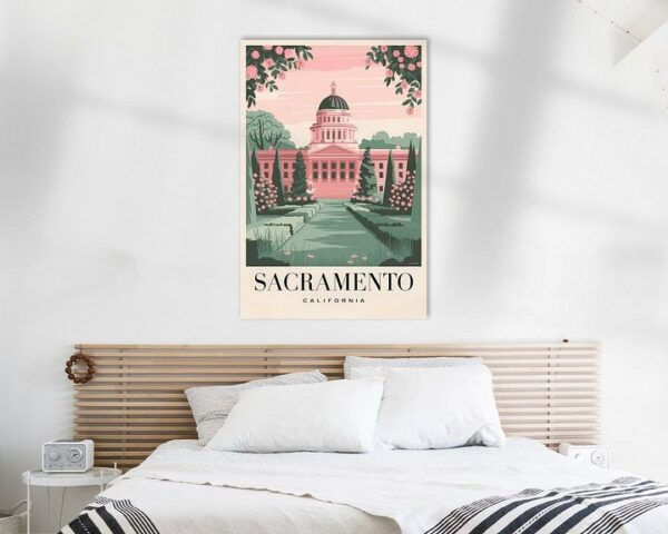 Sacramento, California Vintage Travel Poster