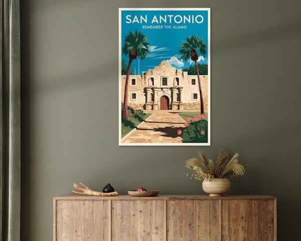 San Antonio, Texas Vintage Travel Poster