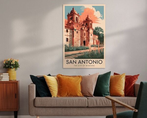 San Antonio, Texas - Vintage Travel Poster