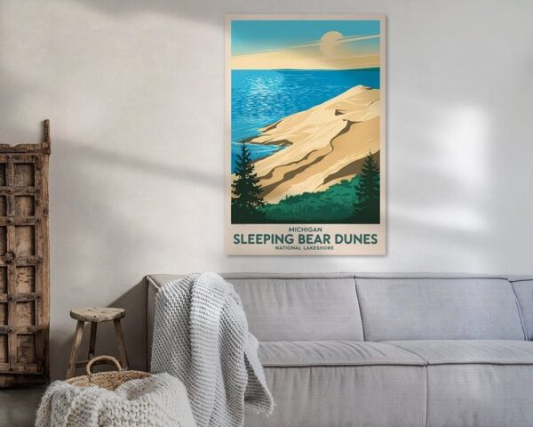 Sleeping Bear Dunes, Michigan Vintage Travel Poster