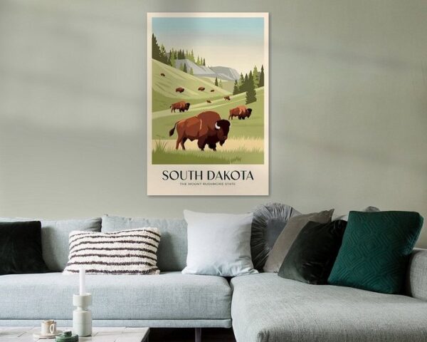 South Dakota Vintage Travel Poster