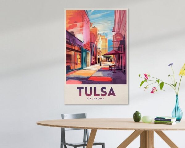 Tulsa, Oklahoma Vintage Travel Poster.