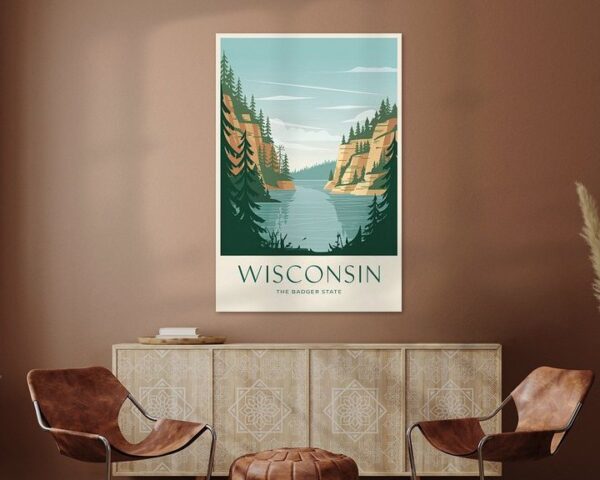 Wisconsin Vintage Travel Poster