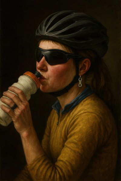 Mädchen mit Sonnenbrille und Perlenohrring beim Trinken aus ein